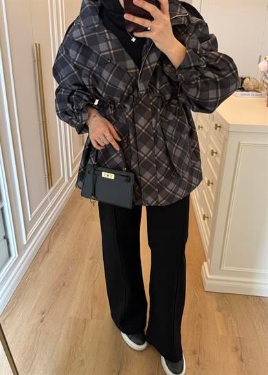 Nervürlü Kemerli Jean Pantolon Siyah