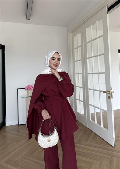 Nita Şallı Takım Bordo