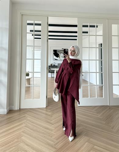 Nita Şallı Takım Bordo