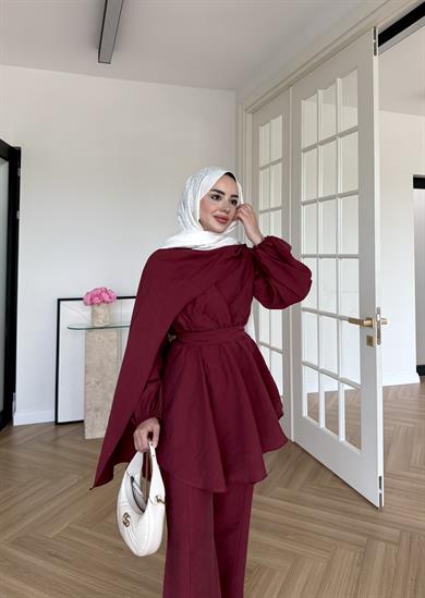 Nita Şallı Takım Bordo