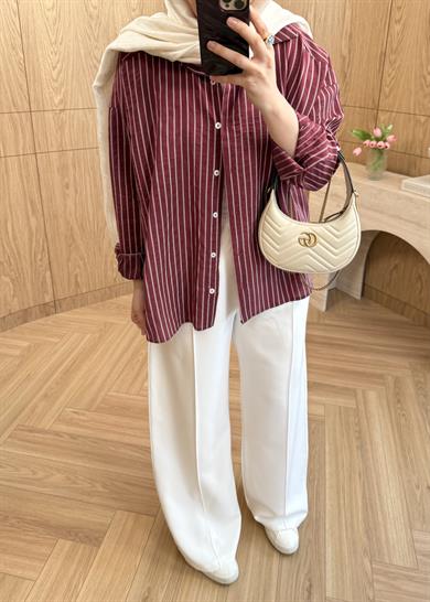 Nora Modal Oversize Gömlek Bordo
