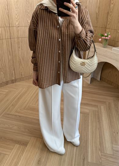 Nora Modal Oversize Gömlek Camel 