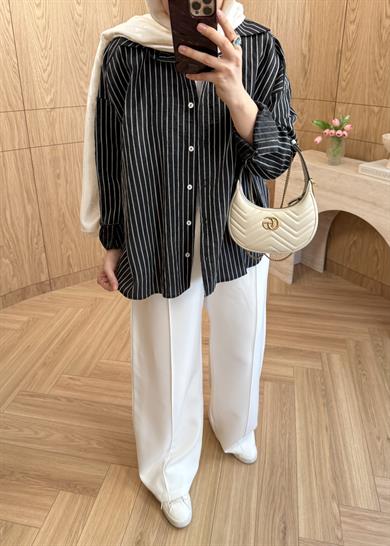 Nora Modal Oversize Gömlek Siyah