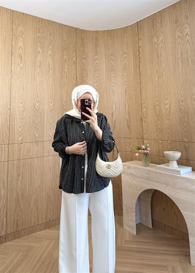 Nora Modal Oversize Gömlek Siyah