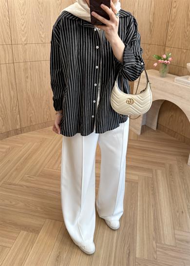 Nora Modal Oversize Gömlek Siyah