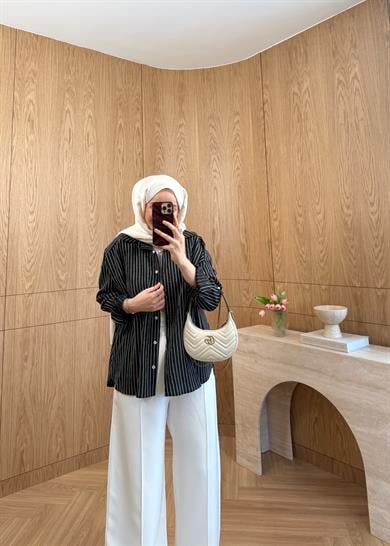 Nora Modal Oversize Gömlek Siyah