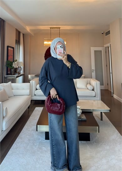 Önü Bağlama Detaylı Sweat Füme