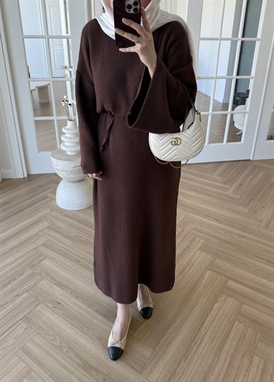 Yumoş Triko Elbise Kahverengi