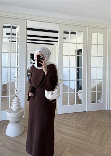 Yumoş Triko Elbise Kahverengi