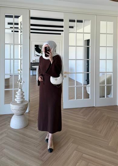 Yumoş Triko Elbise Kahverengi