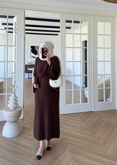 Yumoş Triko Elbise Kahverengi