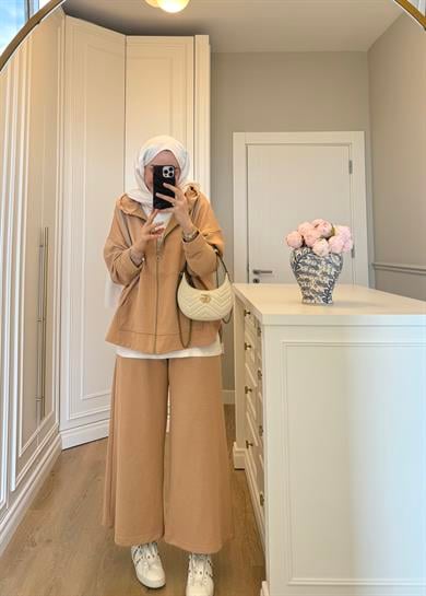 Oslo 3 İplik Şardonlu Takım Bej