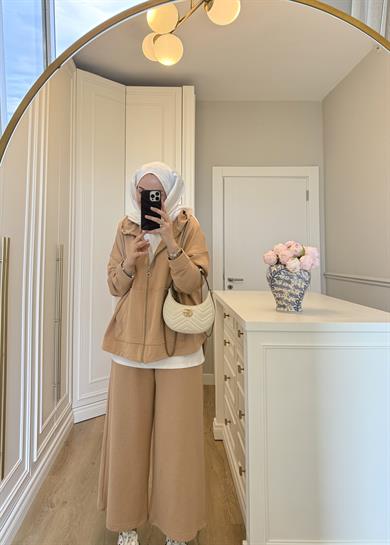 Oslo 3 İplik Şardonlu Takım Bej