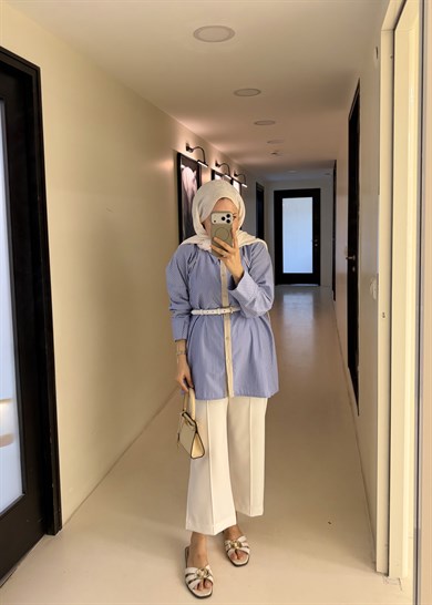 Oversize Çizgili Gömlek