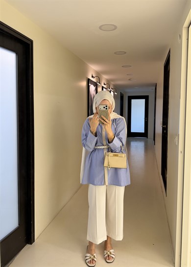 Oversize Çizgili Gömlek