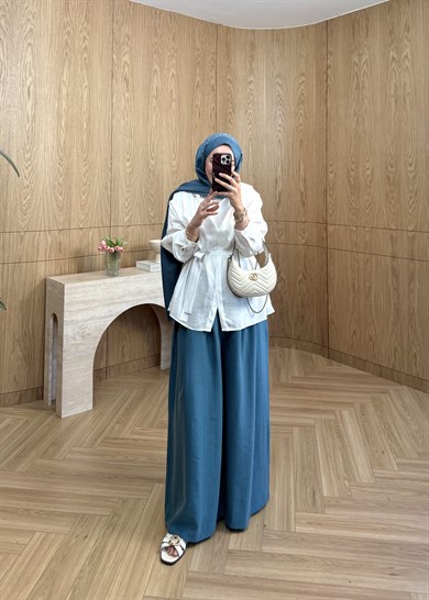 Oversize Tensel Gömlek Ekru 