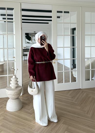 Pamuk Dokulu Kazak Bordo