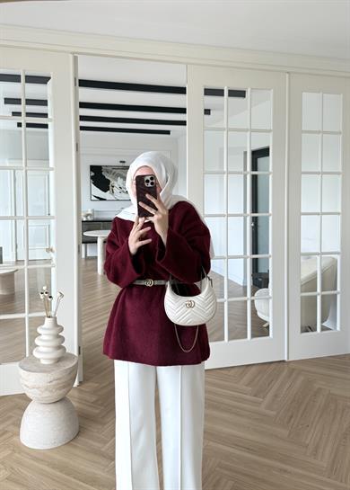 Pamuk Dokulu Kazak Bordo