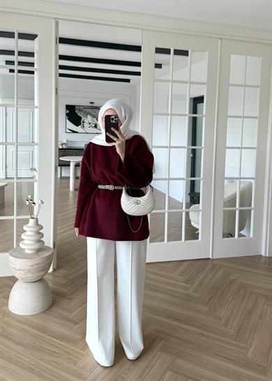 Pamuk Dokulu Kazak Bordo