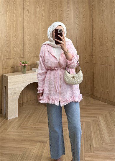 Pera Fırfırlı Kap Pembe