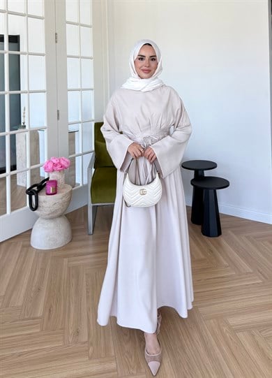 Perla Çift Kemerli Elbise Taş