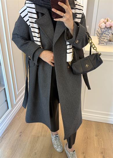 Premium Oversize Kaşe Kaban Antrasit