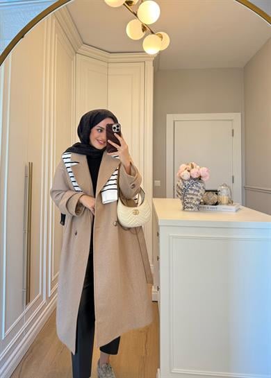 Premium Oversize Kaşe Kaban Camel