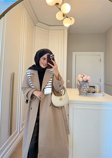 Premium Oversize Kaşe Kaban Camel