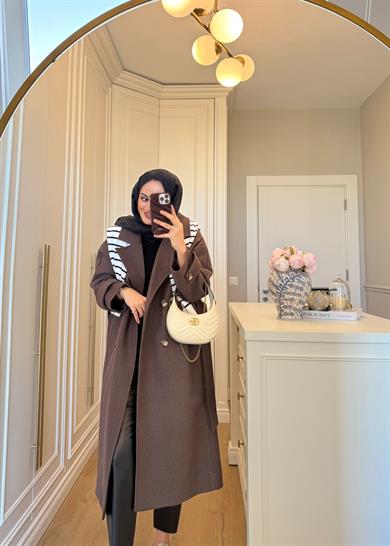 Premium Oversize Kaşe Kaban Kahverengi