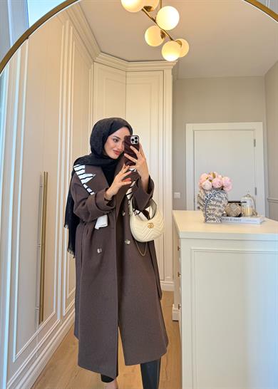 Premium Oversize Kaşe Kaban Kahverengi