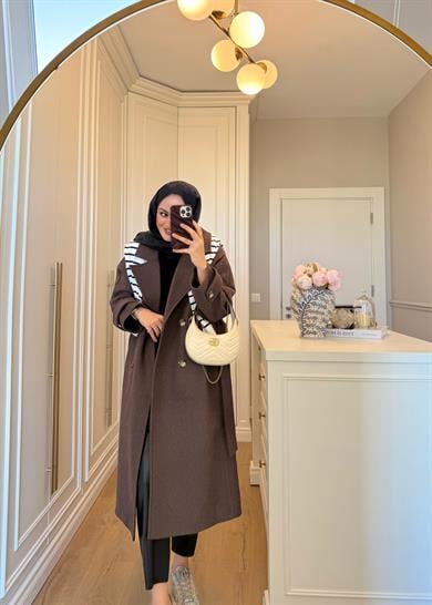 Premium Oversize Kaşe Kaban Kahverengi
