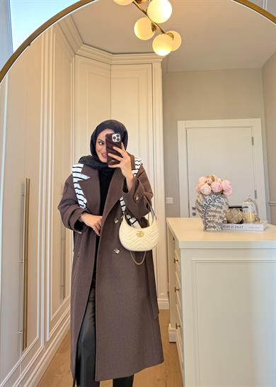 Premium Oversize Kaşe Kaban Kahverengi