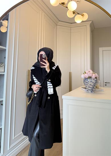 Premium Oversize Kaşe Kaban Siyah