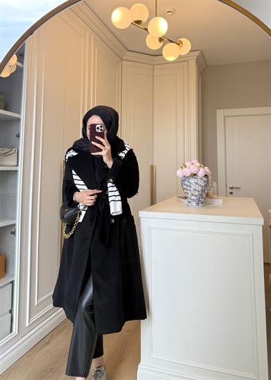 Premium Oversize Kaşe Kaban Siyah