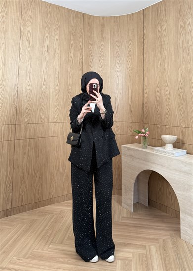 Premium Taş Detaylı Blazer Ceketli Takım 