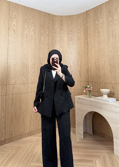 Premium Taş Detaylı Blazer Ceketli Takım 