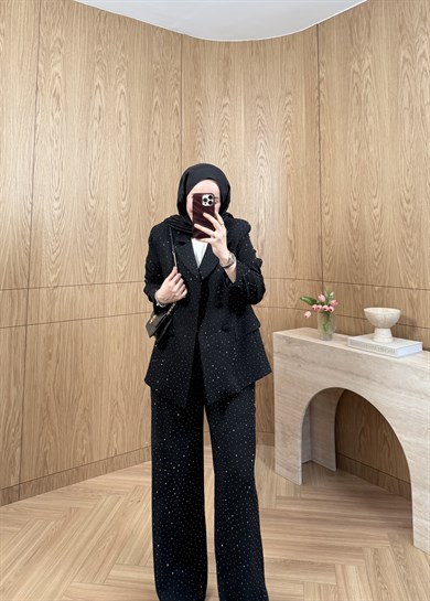 Premium Taş Detaylı Blazer Ceketli Takım 