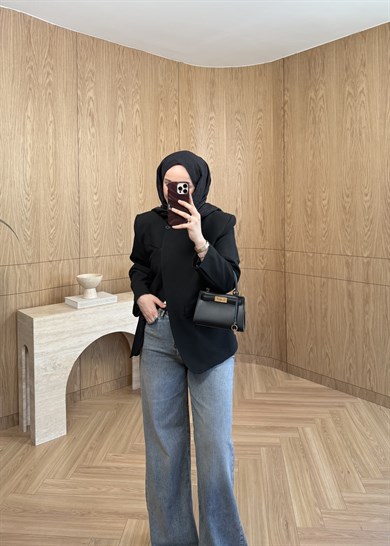 Premium Tek Düğmeli Blazer Siyah