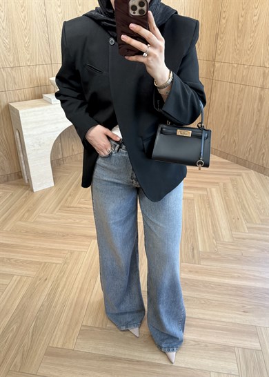 Premium Tek Düğmeli Blazer Siyah