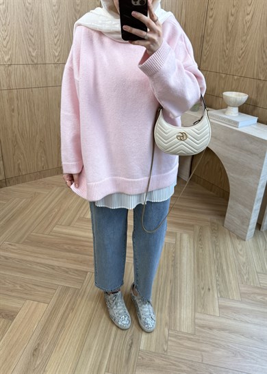 Pullu Triko Kazak Pembe