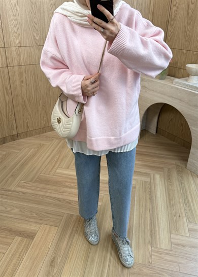 Pullu Triko Kazak Pembe