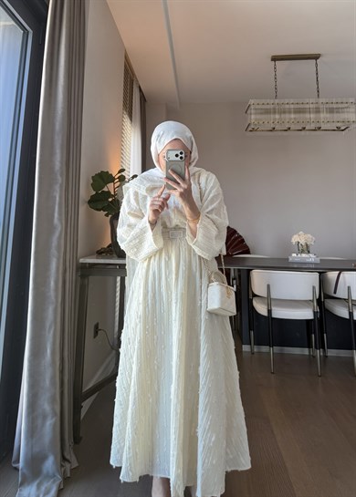 Püsküllü Dokuma Kumaş İkili Takım Sarı