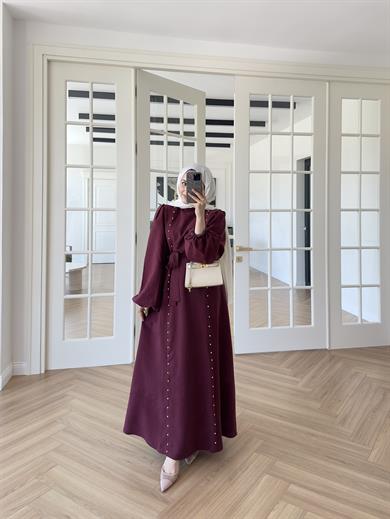 Rain Balon Kol Elbise Bordo