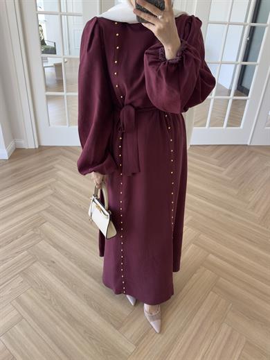 Rain Balon Kol Elbise Bordo