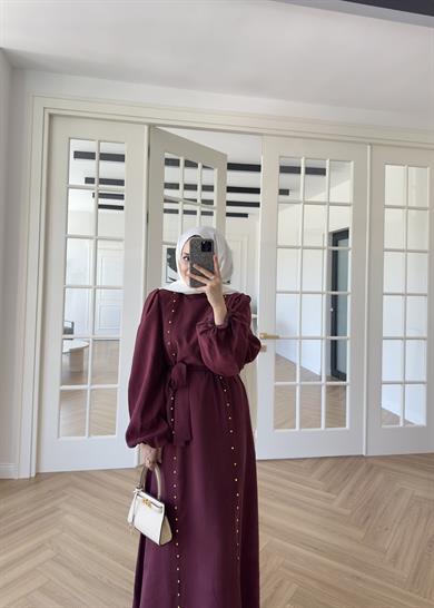 Rain Balon Kol Elbise Bordo