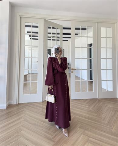 Rain Balon Kol Elbise Bordo