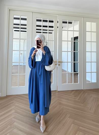 Keten Kimono Takım İndigo