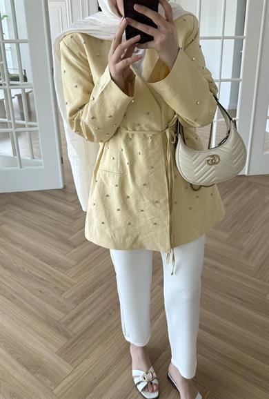 Rina Taşlı Ceket Butter Yellow