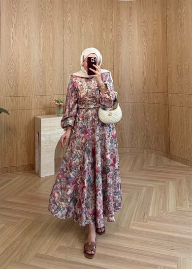 Rose Keten Elbise