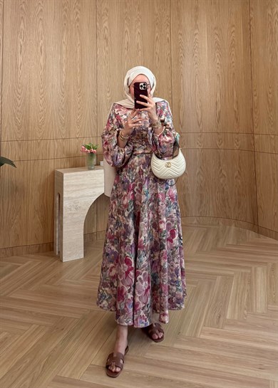 Rose Keten Elbise